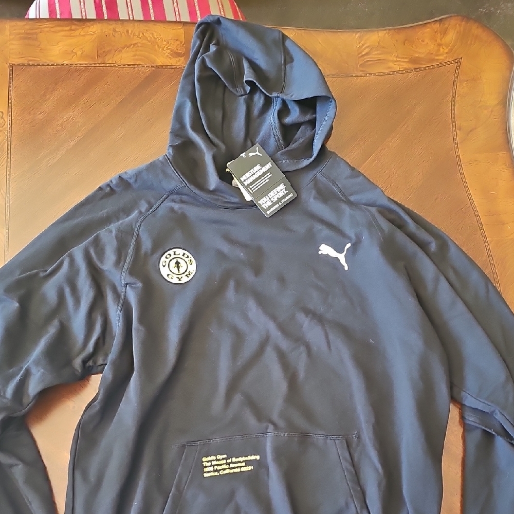 Puma Men’s Navy Crewneck Hoodie with White Logo